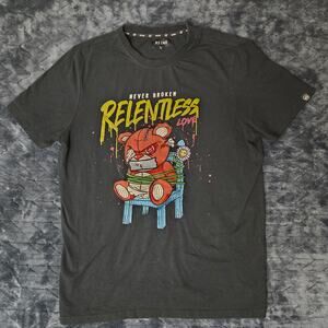 RS1NE "Never Broken Relentless Love" Y2K T-Shirt Distressed Teddy Bear -Size L